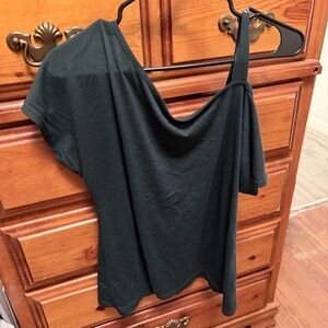 Black Off-Shoulder Women's Top - Casual Draped Style